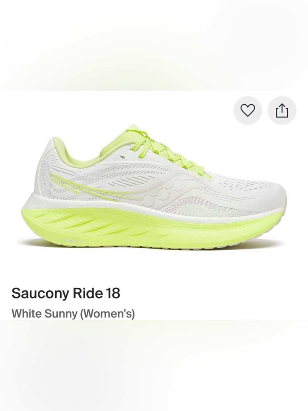 Saucony Women's Running Shoe - White and Sunny Lime 8.5